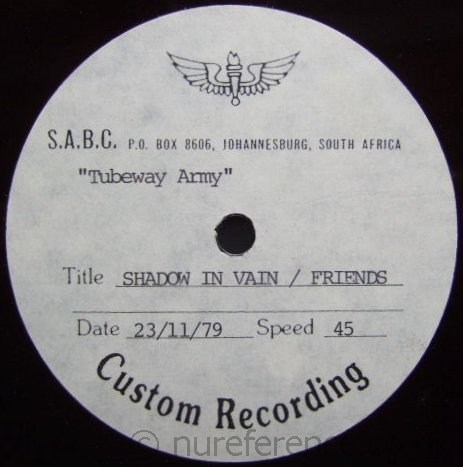 Shadow In Vain/Friends SABC 10 inch Acetate